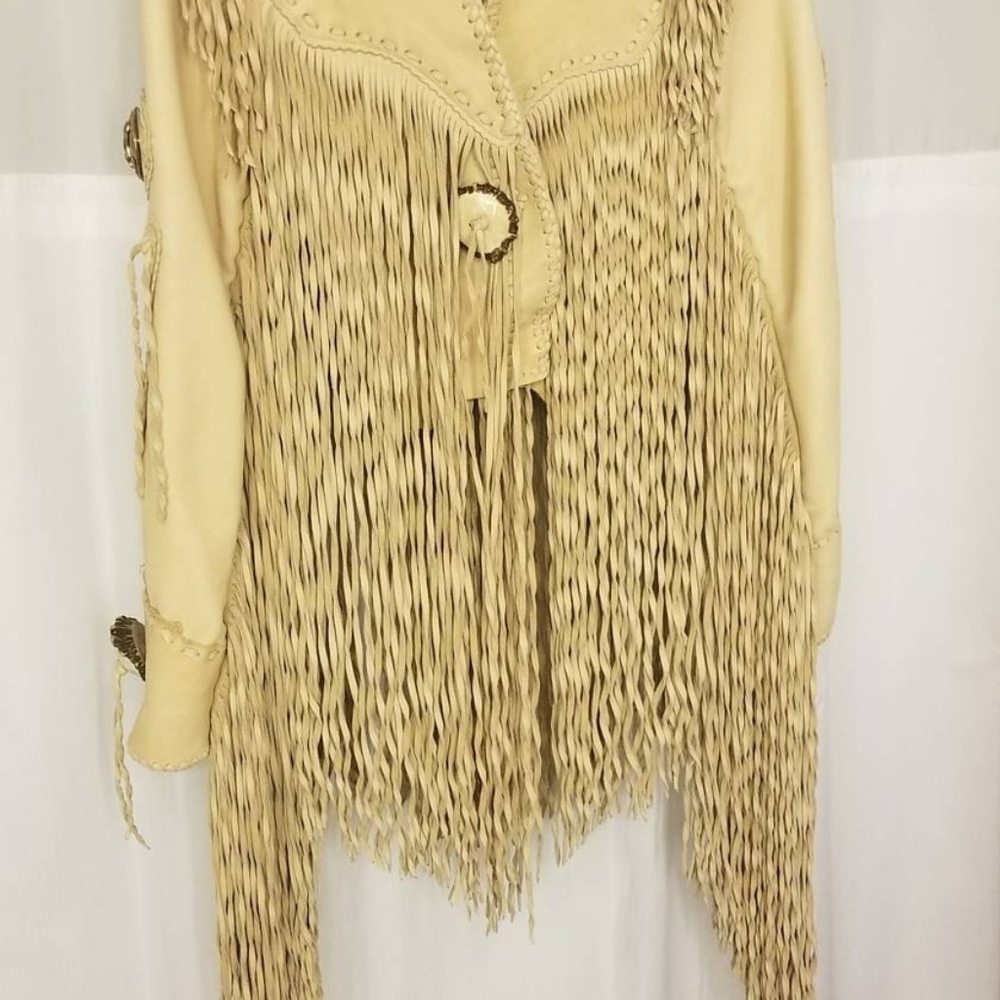 Real leather and antler fringe jacket NWOT
